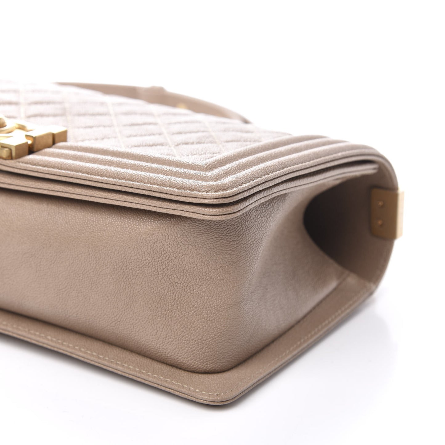 Caviar Quilted Medium Boy Flap Dark Beige