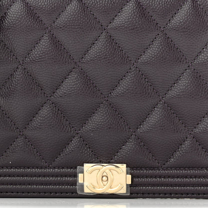 Chanel Caviar Quilted Boy Wallet On Chain WOC Dark Purple 8 of 12