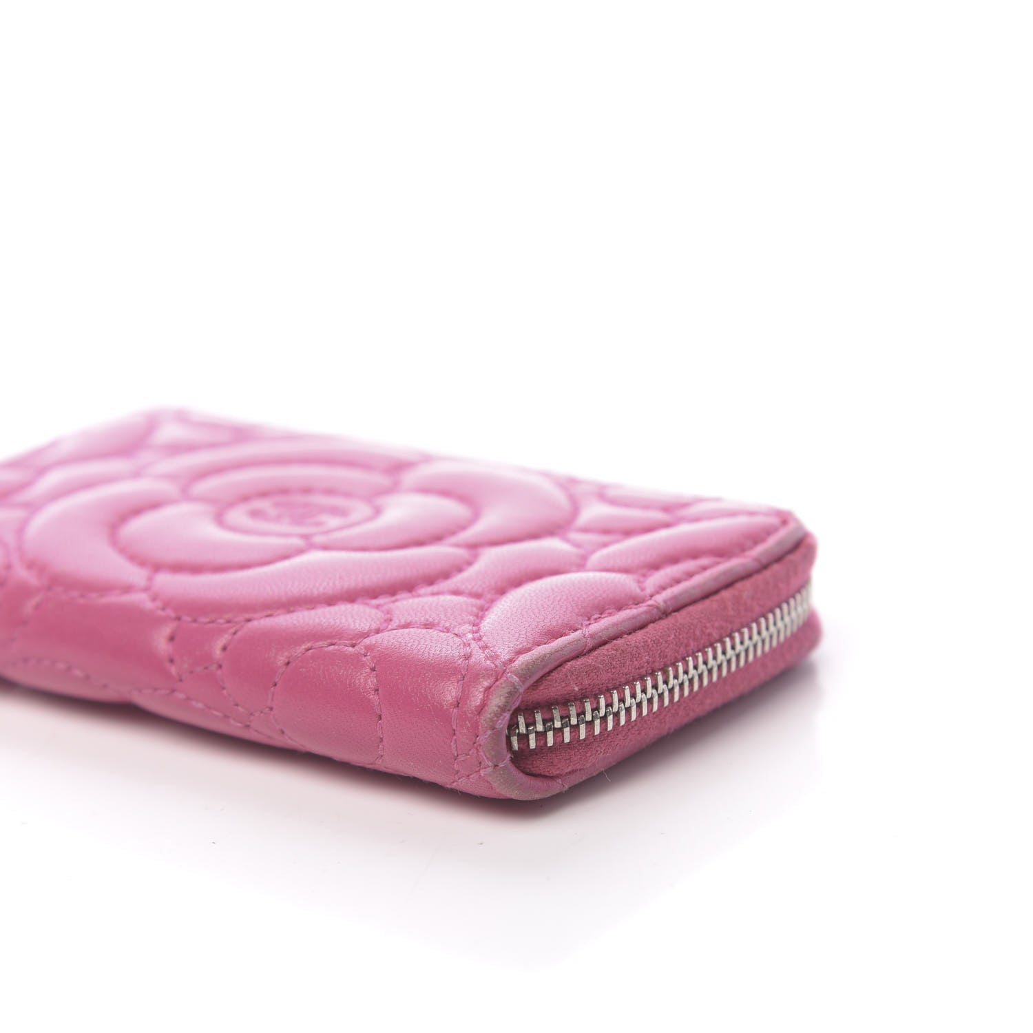 Chanel Lambskin Camellia Embossed Key Holder Case Fuchsia 9 of 11