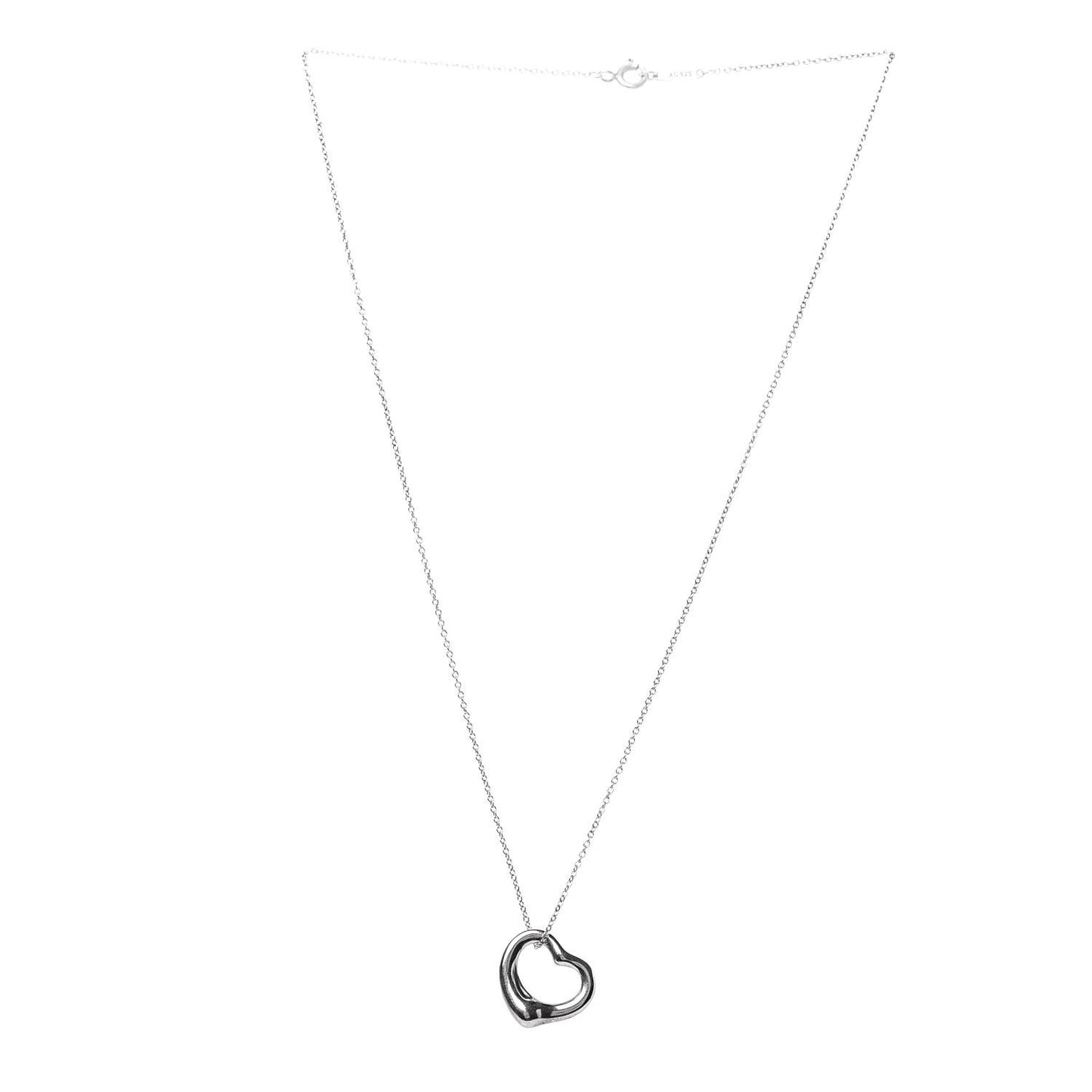 Sterling Silver 16mm Elsa Peretti Open Heart Pendant Necklace