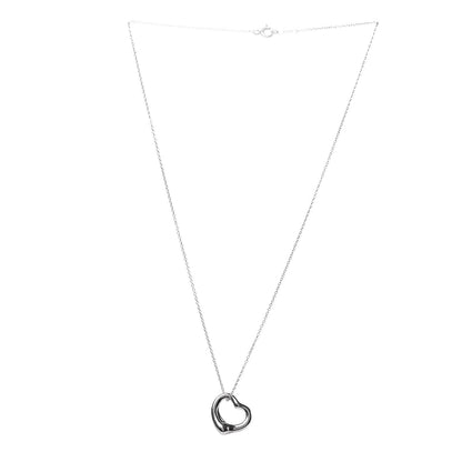 Tiffany Sterling Silver 16mm Elsa Peretti Open Heart Pendant Necklace 3 of 7