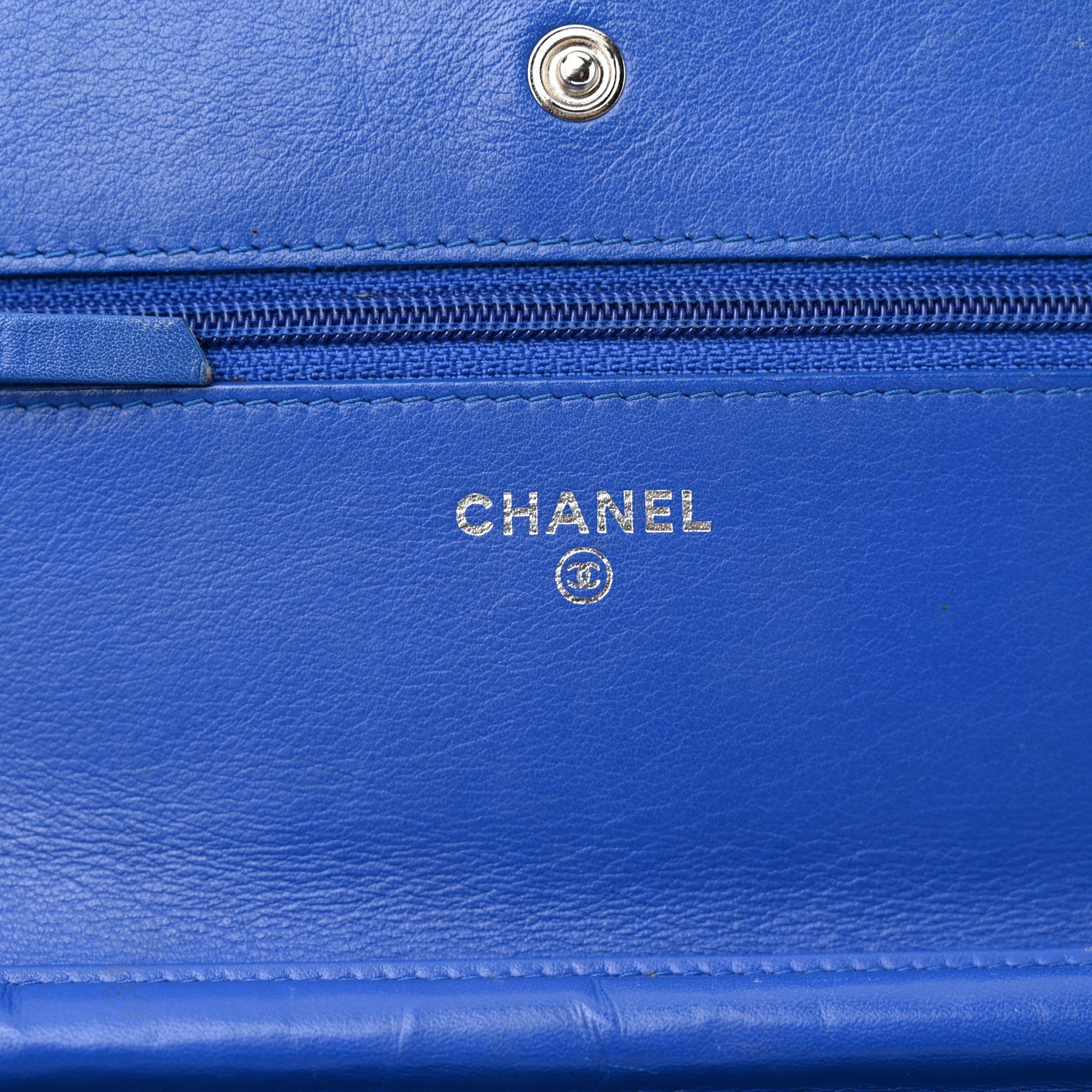 Chanel Patent Quilted Wallet On Chain WOC Blue 6 of 12