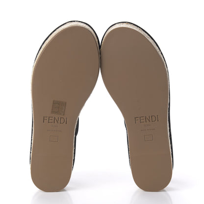 Fendi Nappa FF Embossed Espadrille Platform Sandals 38.5 Black 5 of 8