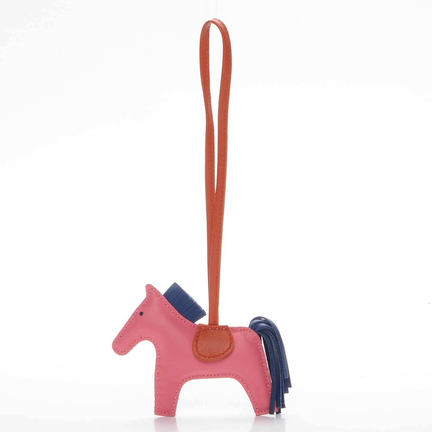 Hermes Milo Lambskin Grigri Rodeo Bag Charm PM Rose Azalee Cornaline Bleu De Malte 3 of 5