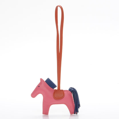 Hermes Milo Lambskin Grigri Rodeo Bag Charm PM Rose Azalee Cornaline Bleu De Malte 3 of 5