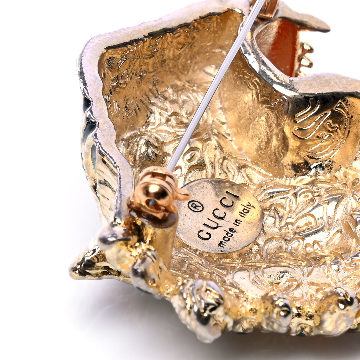 Metal Crystal Rajah Brooch Gold