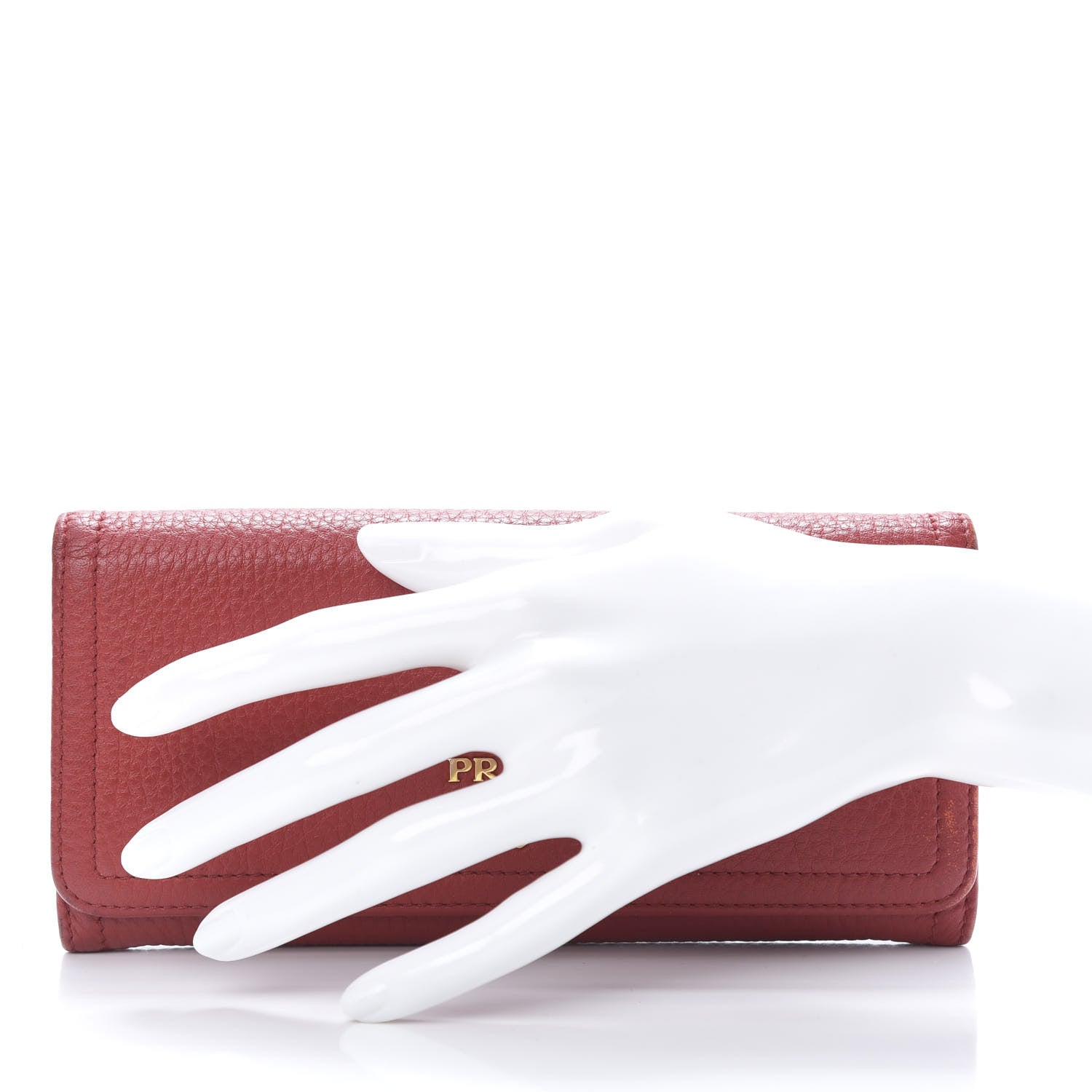 Prada Vitello Daino Continental Flap Wallet Fuoco 2 of 14