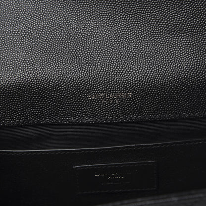 Saint Laurent Grain De Poudre Textured Mixed Matelasse Triquilt Medium Monogram Satchel Black 6 of 11