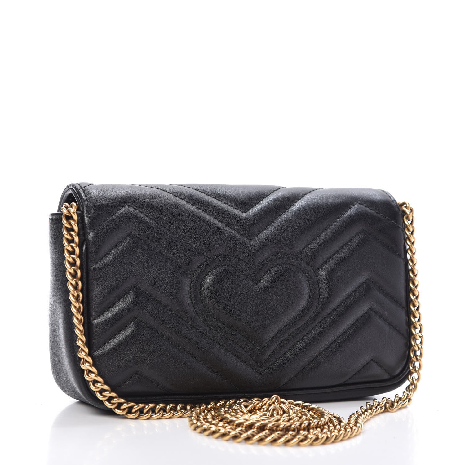 Gucci Calfskin Matelasse Super Mini GG Marmont Shoulder Bag Black 3 of 10