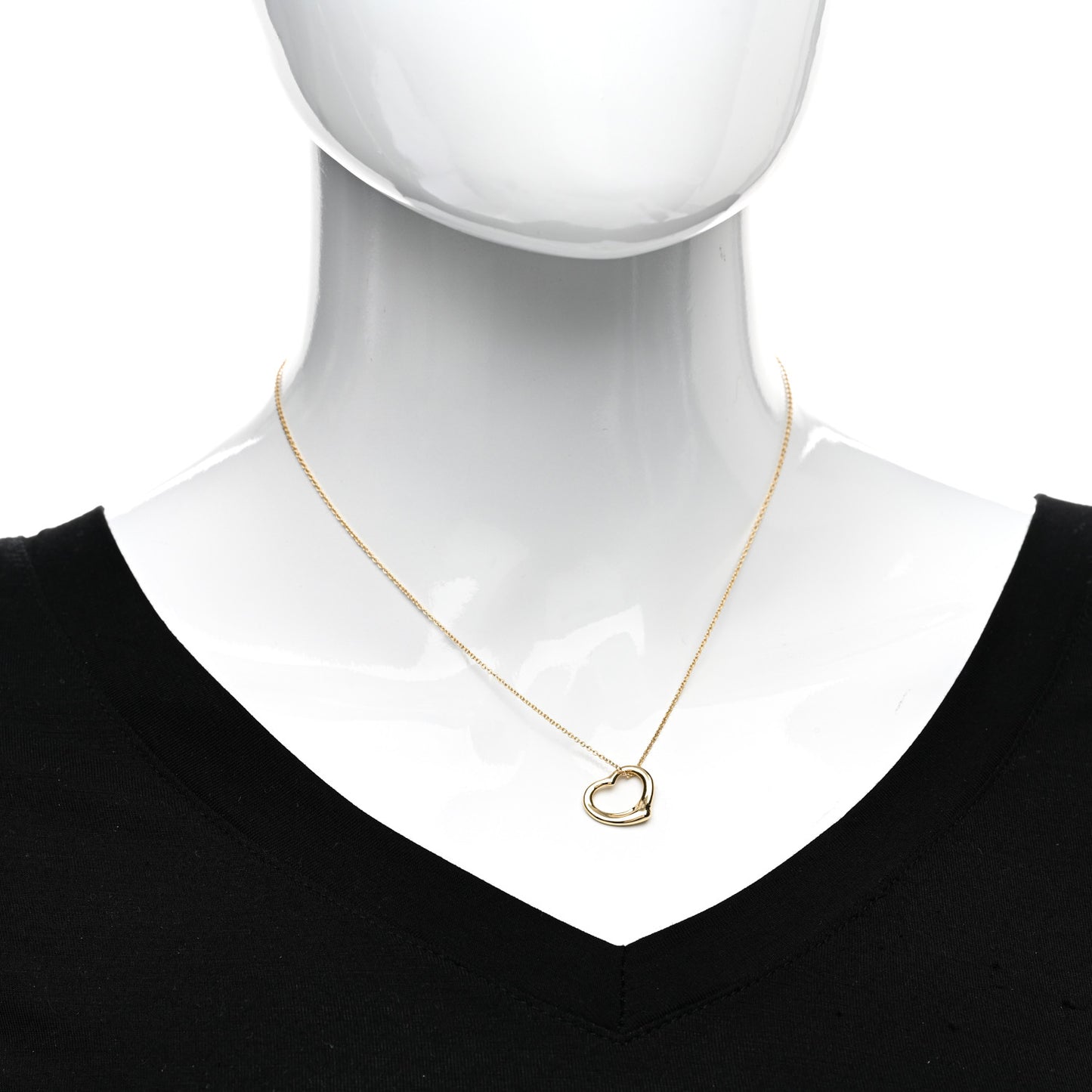 18K Yellow Gold 14mm Elsa Peretti Open Heart Pendant Necklace