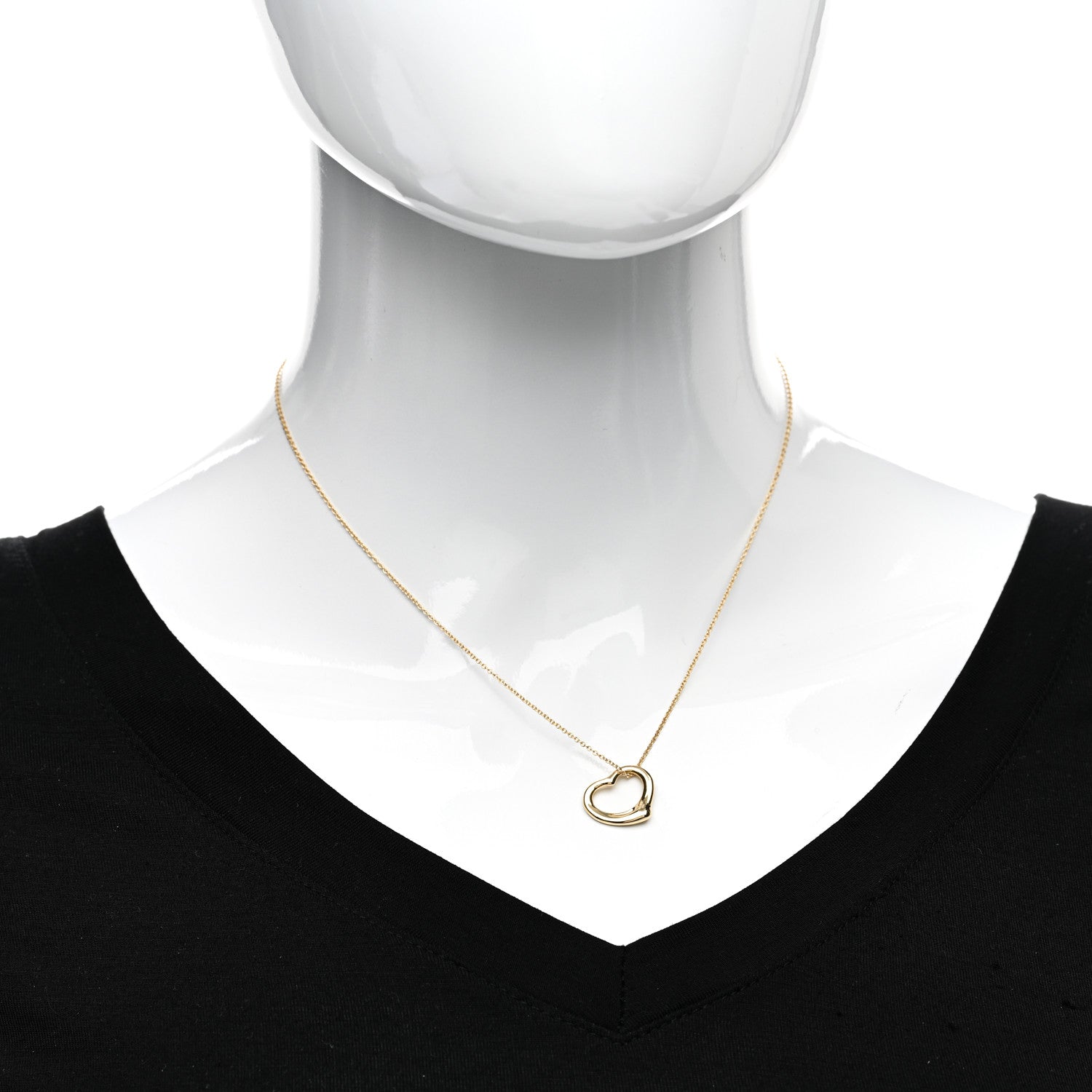 Tiffany 18K Yellow Gold 14mm Elsa Peretti Open Heart Pendant Necklace 2 of 4
