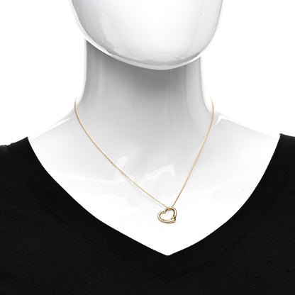 Tiffany 18K Yellow Gold 14mm Elsa Peretti Open Heart Pendant Necklace 2 of 4