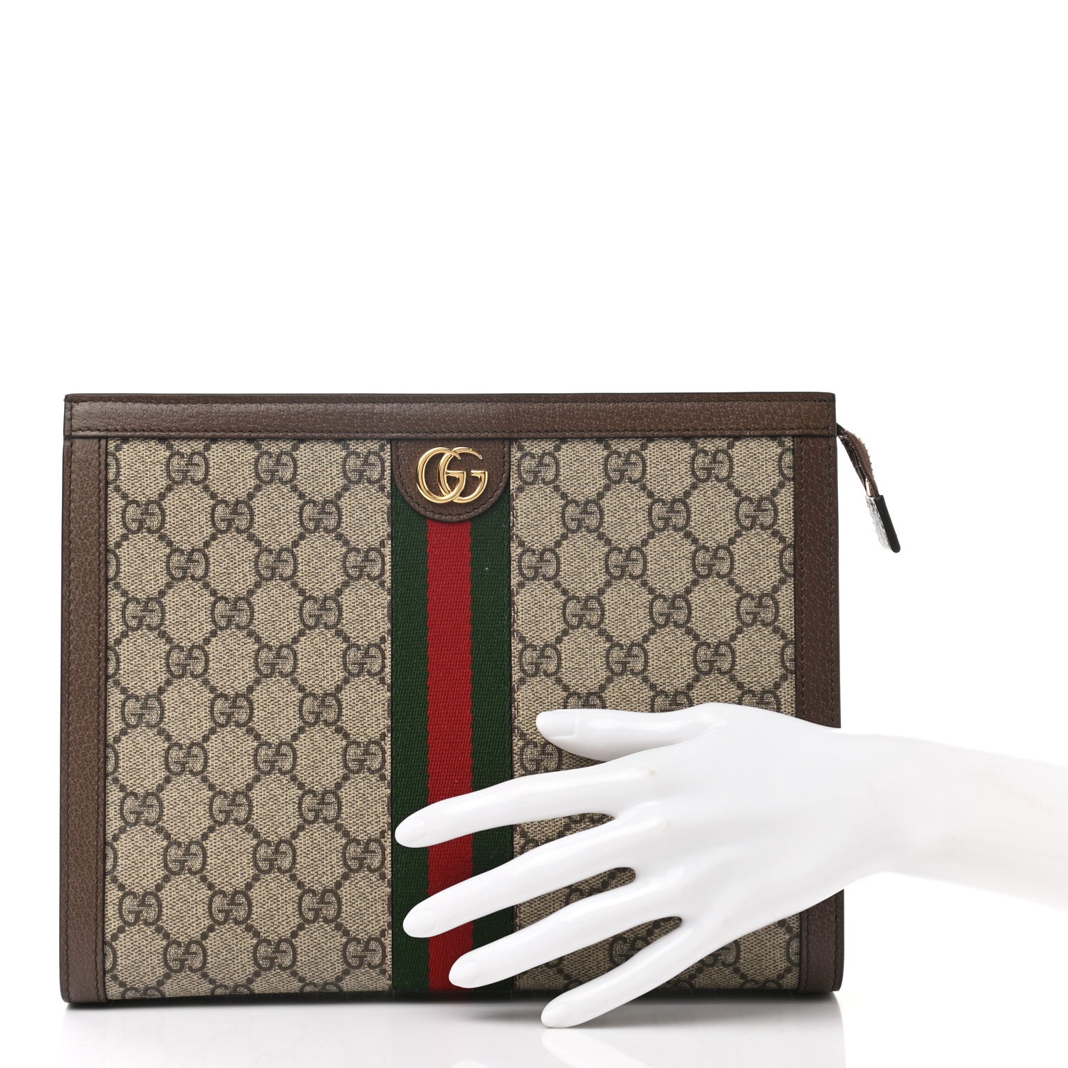 Gucci GG Supreme Monogram Web Ophidia Pouch Brown 2 of 7