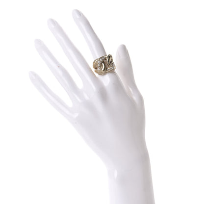 Chanel Pearl Crystal CC Ring 50 5.25 Gold Pearly White 2 of 5