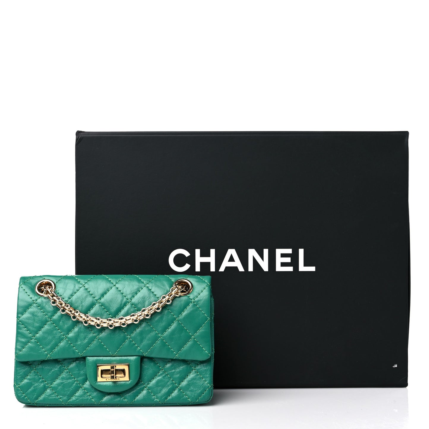 Aged Calfskin Quilted 2.55 Reissue Mini Flap Green