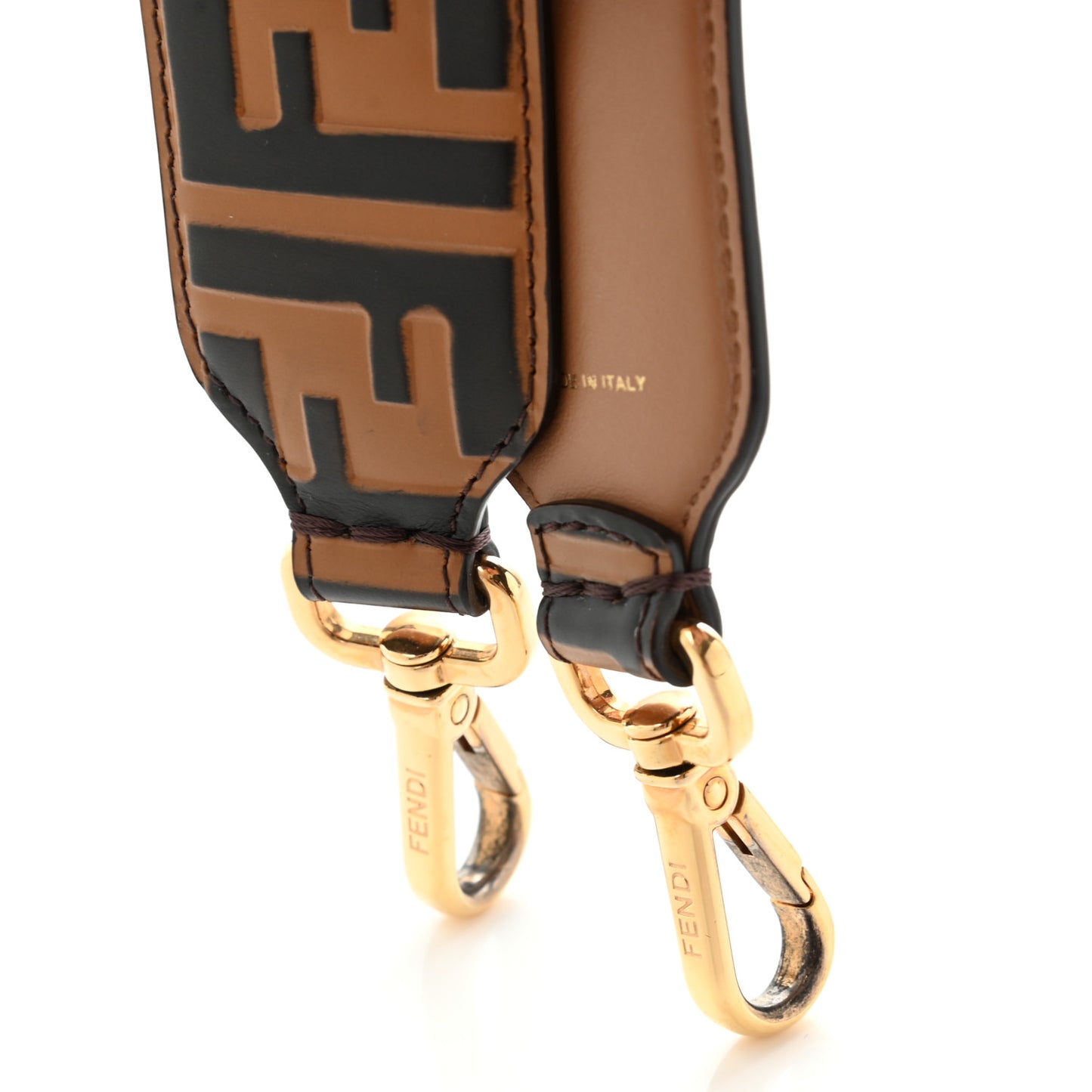 Calfskin FF 1974 Embossed Mini Strap You Tobacco Black