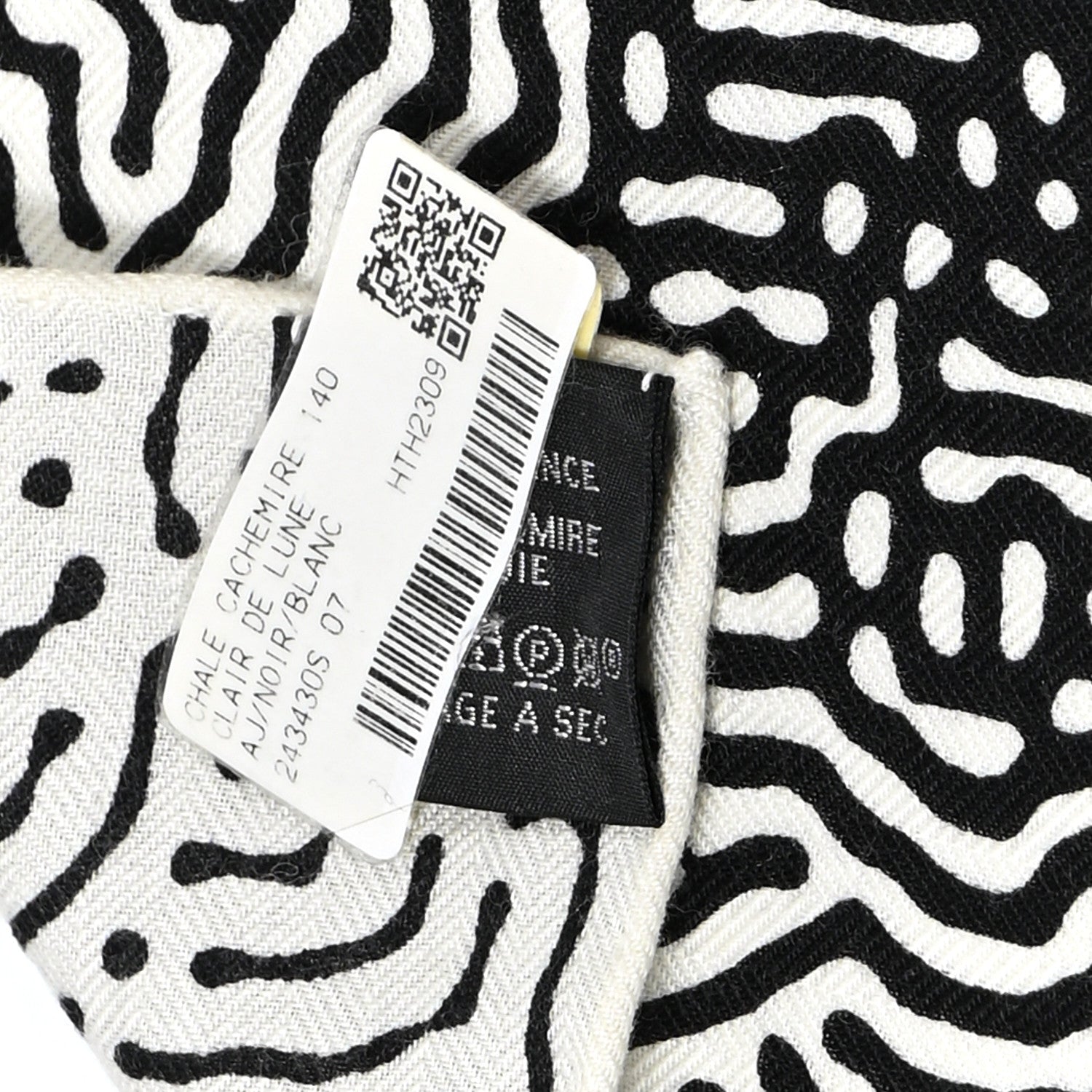 Hermes Silk Cashmere Clair De Lune Shawl 140 Black White 4 of 10