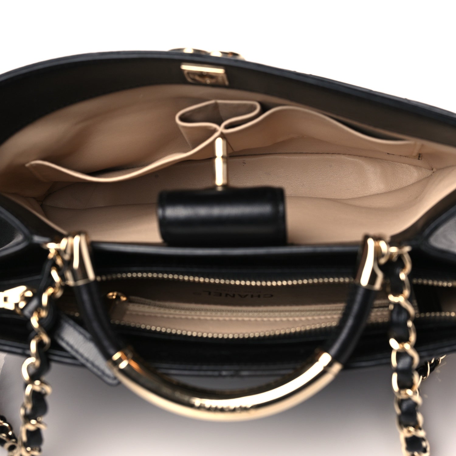 Chanel Lambskin Carry Chic Shopping Tote Black 12 of 25