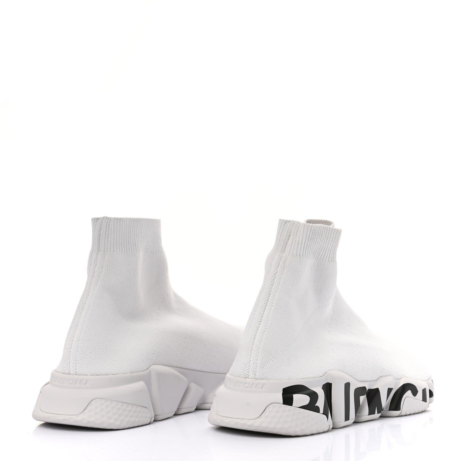 Balenciaga Neoprene Knit Mens Speed Graffiti Sneakers 42 White Black 4 of 8