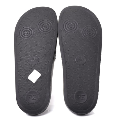 Gucci Rubber GG Monogram Perforated Womens Slide Sandals 38 Black 5 of 7