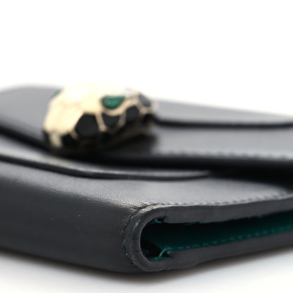 Bulgari Calfskin Serpenti Forever Wallet Black Emerald Green 10 of 11