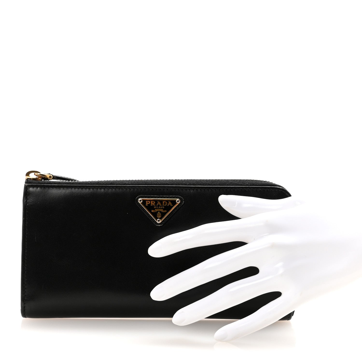 Prada Spazzolato Triangle Half Zip Wallet Black 2 of 6