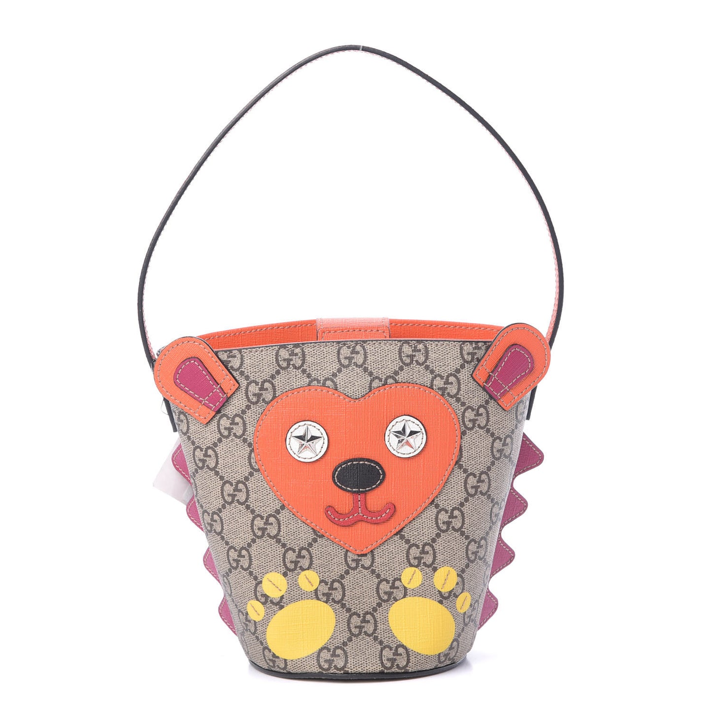 GG Supreme Monogram Childrens Hedgehog Bucket Bag Orange