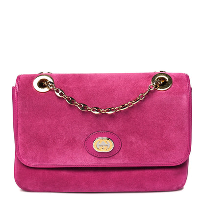 Gucci Suede Azalea Calfskin Small Marina Chain Shoulder Bag Fuchsia 1 of 9