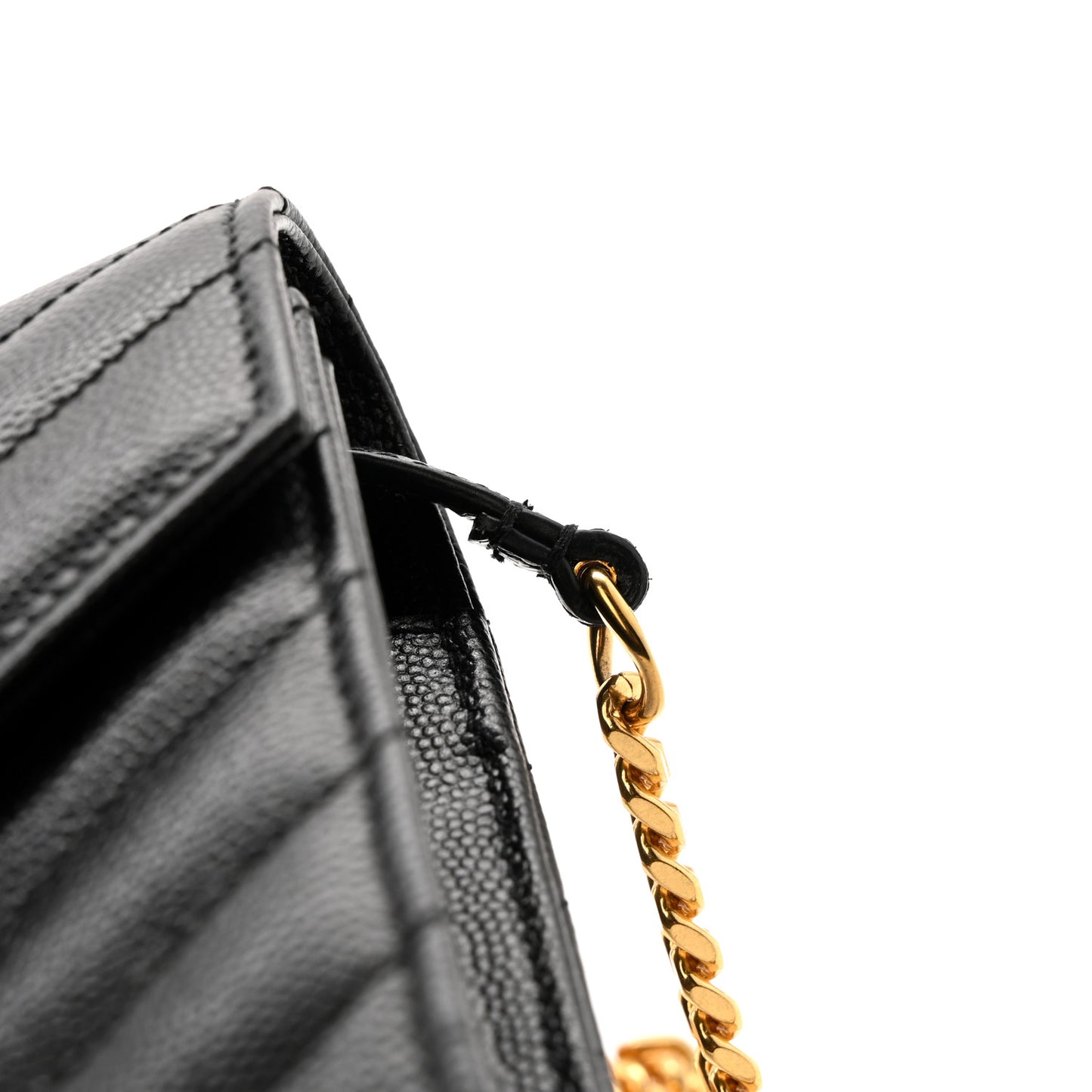 Grain De Poudre Matelasse Chevron Monogram Chain Wallet Black Black