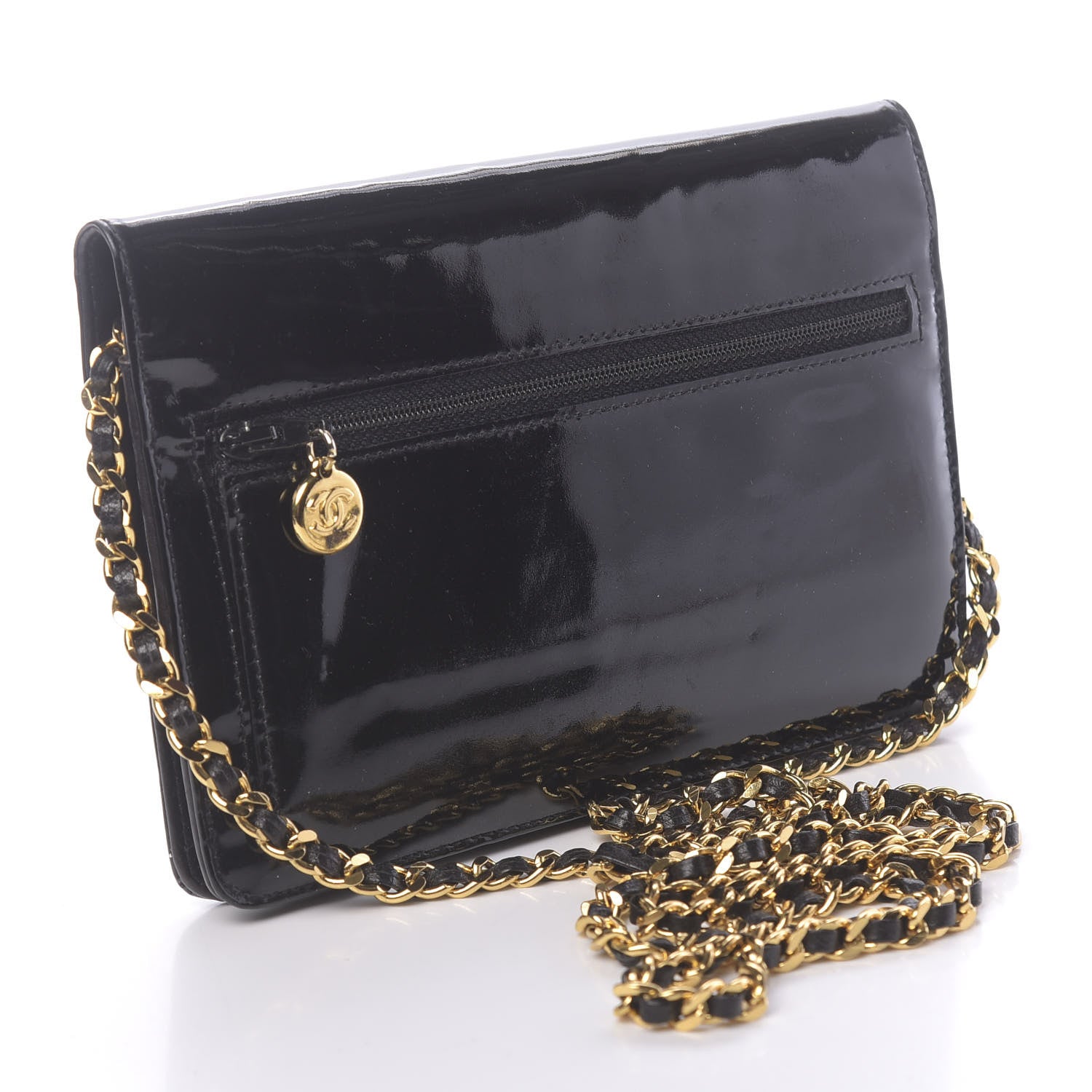 Chanel Patent Timeless CC Wallet On Chain WOC Black 3 of 14