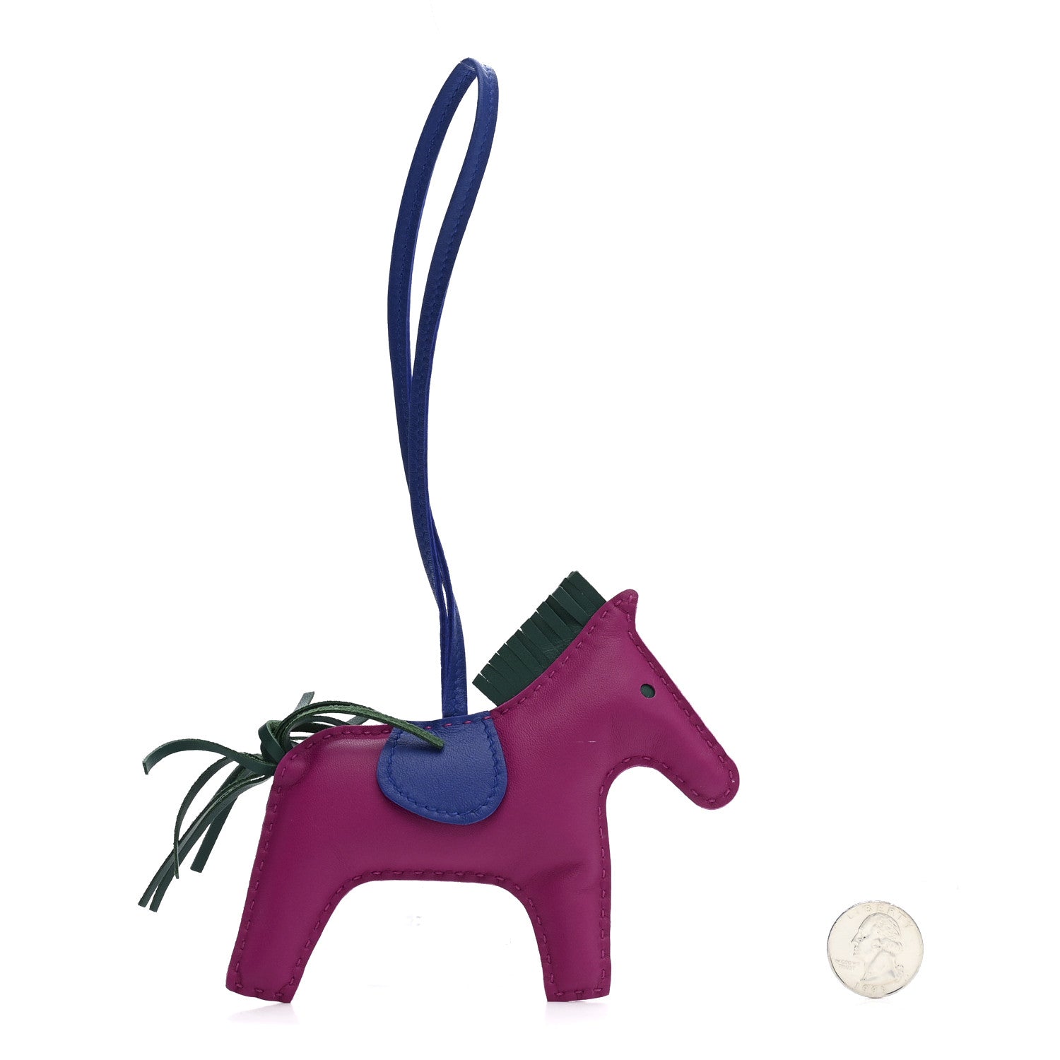 Hermes Milo Lambskin Grigri Rodeo Horse Bag Charm MM Rose Pourpre Bleu Electrique Malachite 2 of 4