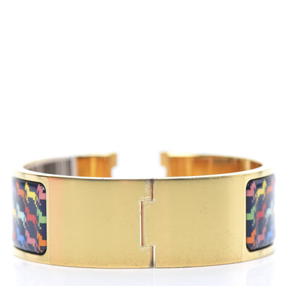 Hermes Enamel Cheval Pixel Wide Clic Clac H Bracelet PM Indigo Multicolor 3 of 6