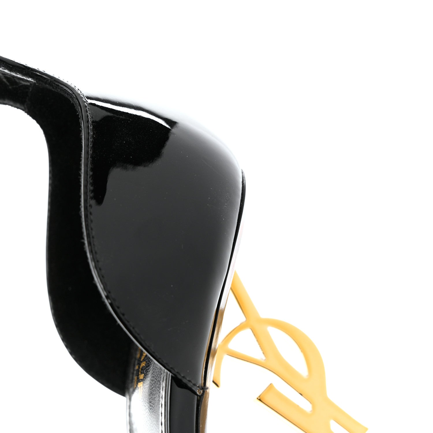 Saint Laurent Patent Calfskin Opyum 110 Sandals 38 Black Gold 11 of 11