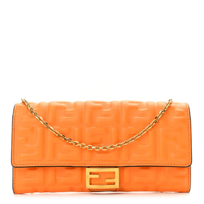 Fendi Nappa Matisse FF Embossed Continental Wallet On Chain Clementine 1 of 15