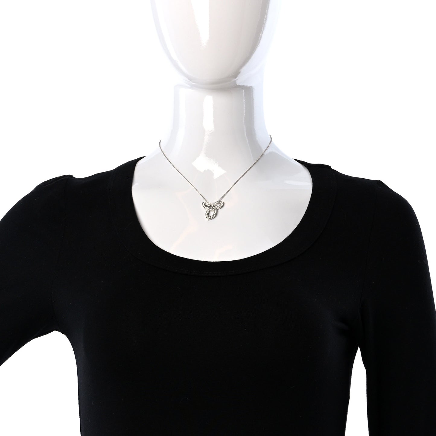 Platinum Diamond Lily Cluster Pendant Necklace