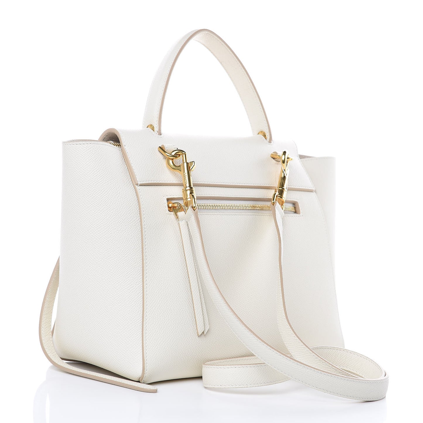 Grained Calfskin Micro Belt Bag White