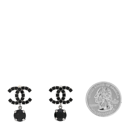 Chanel Ruthenium Crystal CC Drop Earrings Black 2 of 4
