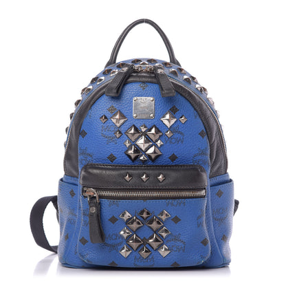 MCM Visetos Studded Colorblock Mini Stark Brock Backpack Blue 1 of 14