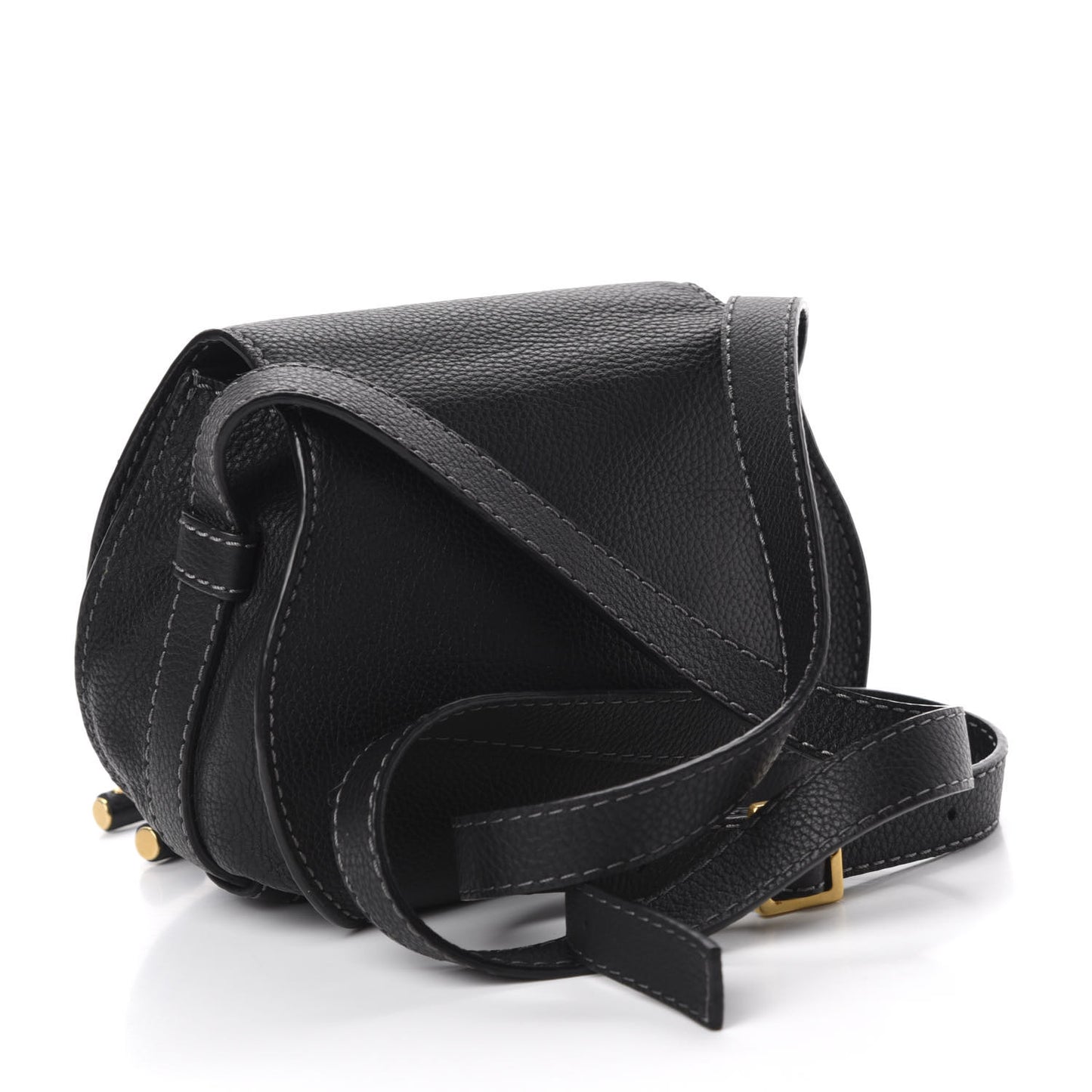 Calfskin Mini Marcie Round Crossbody Bag Black