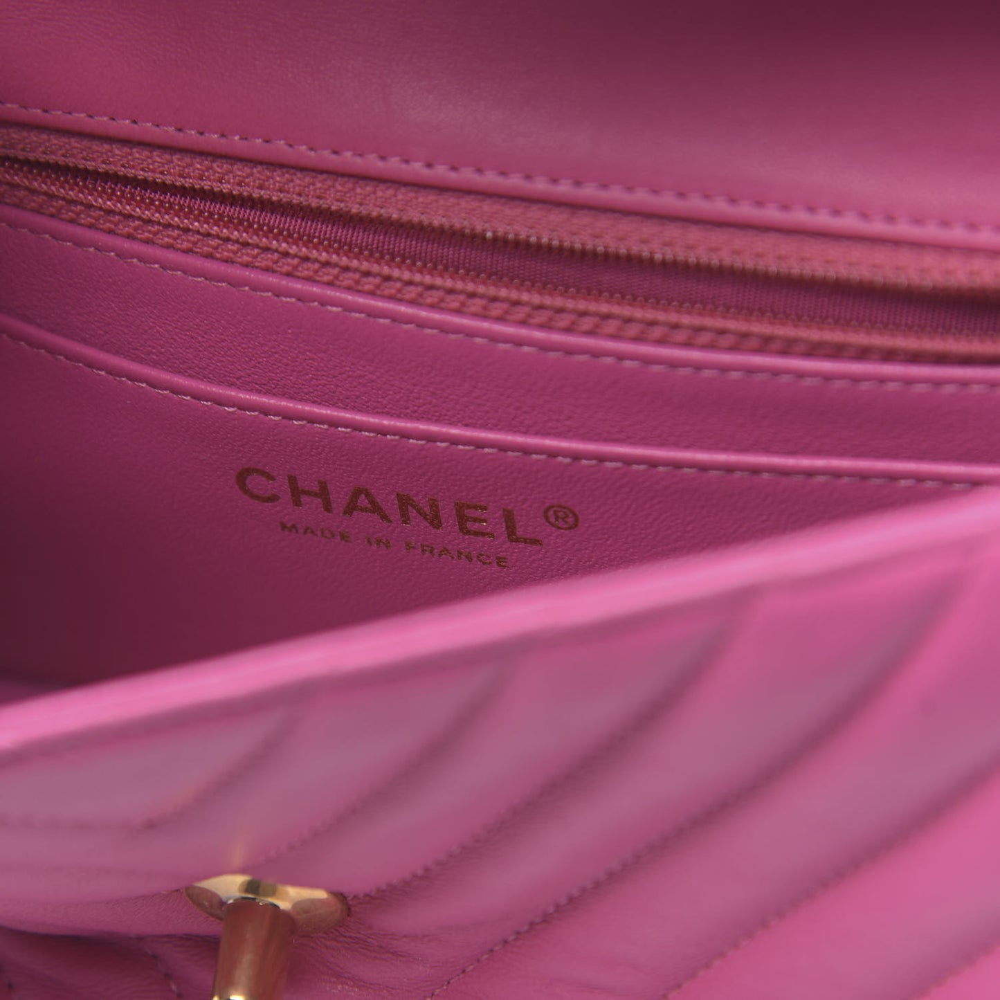 Lambskin Chevron Quilted Mini Rectangular Flap Fuchsia