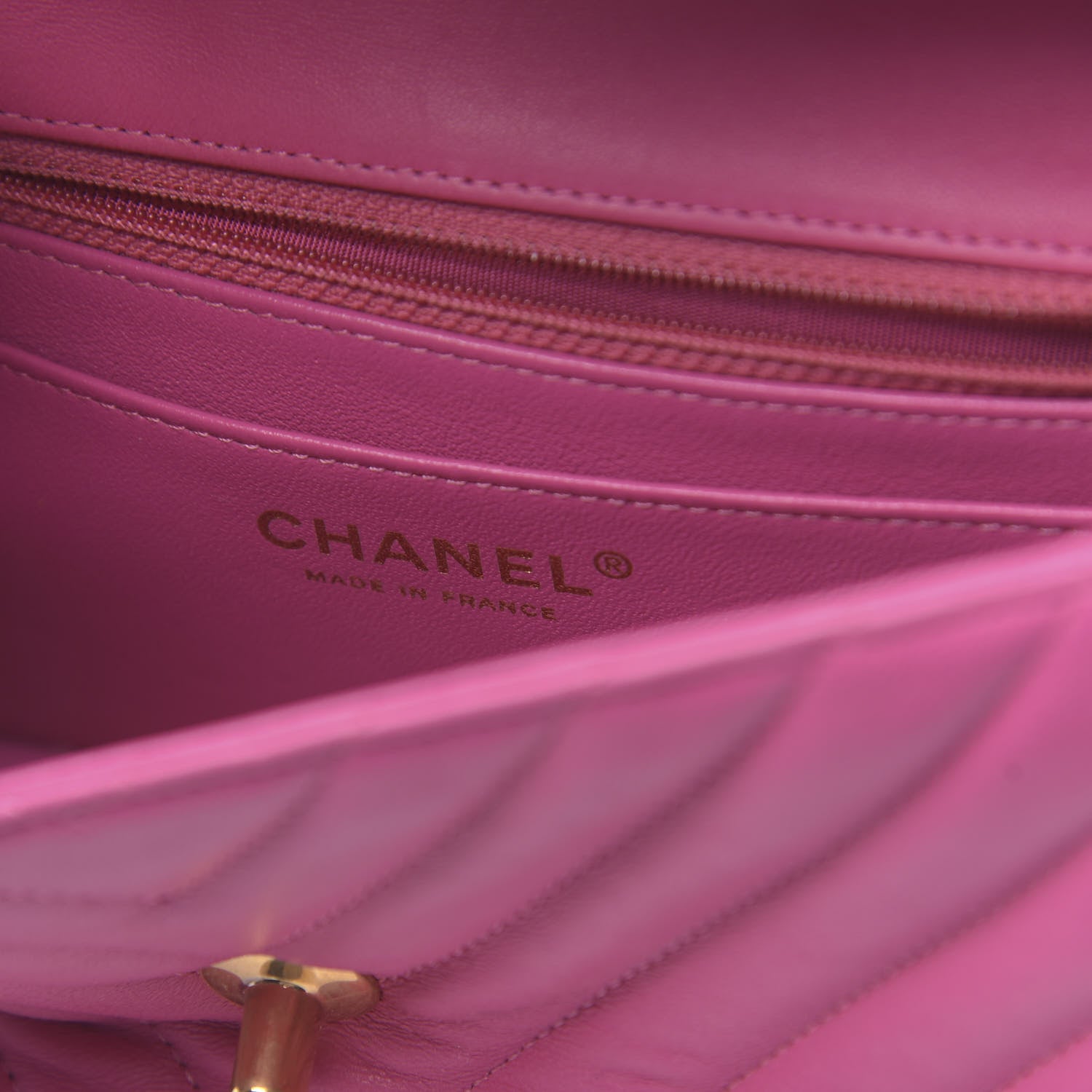 Chanel Lambskin Chevron Quilted Mini Rectangular Flap Fuchsia 6 of 15
