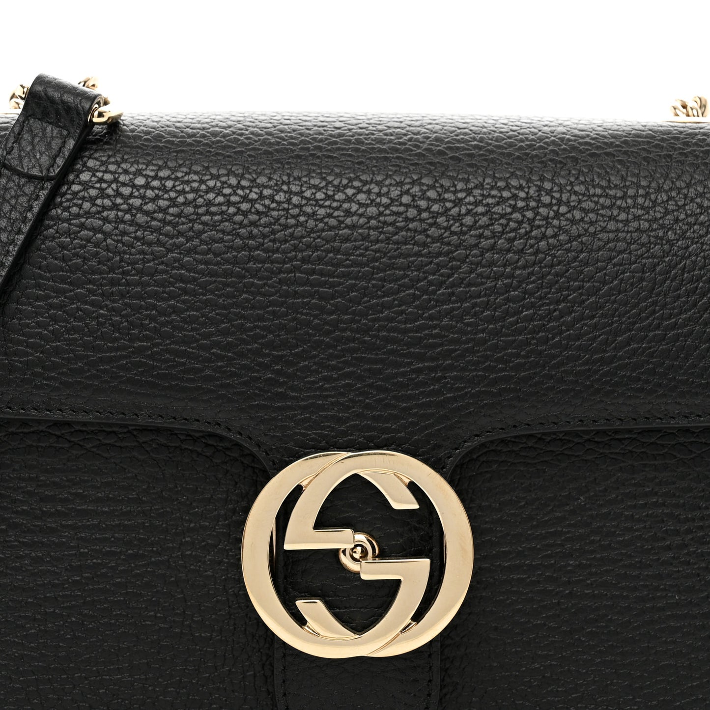 Dollar Calfskin Small Interlocking G Shoulder Bag Black
