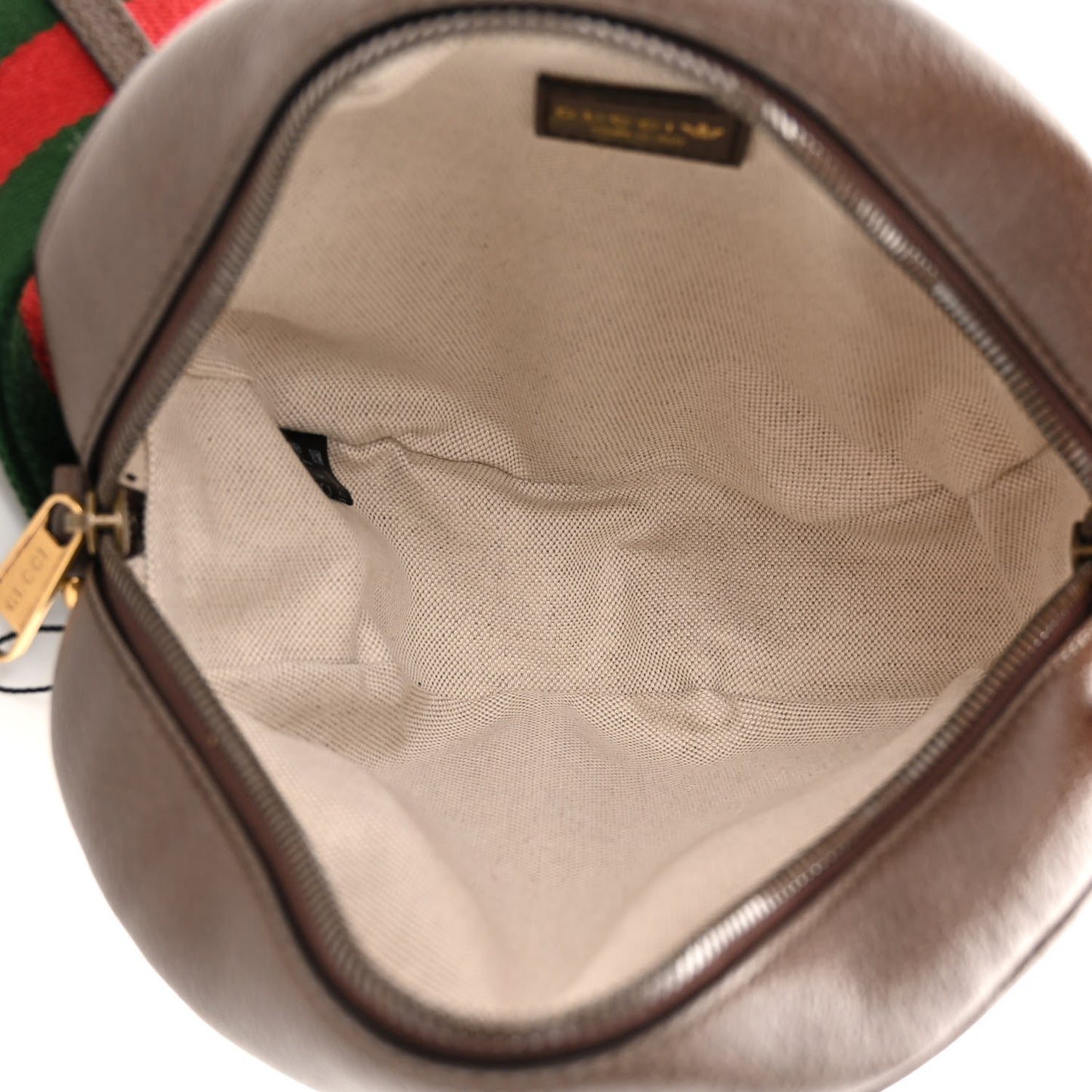 X ADIDAS Crystal Vintage Monogram Textured Dollar Calfskin Web Trefoil Small Ophidia Round Shoulder Bag Mid Natural Nut Off White New Acero