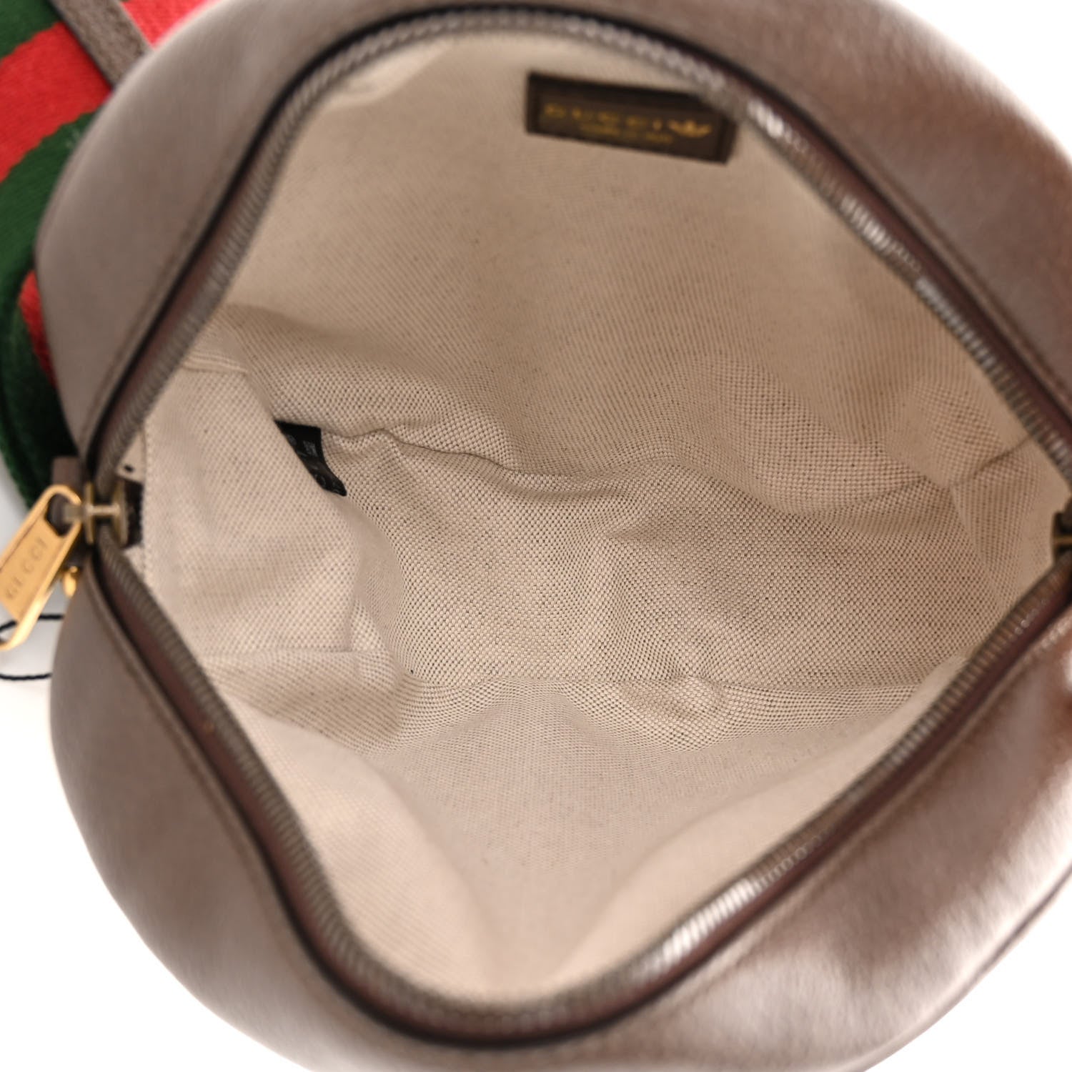 Gucci X ADIDAS Crystal Vintage Monogram Textured Dollar Calfskin Web Trefoil Small Ophidia Round Shoulder Bag Mid Natural Nut Off White New Acero 5 of 13