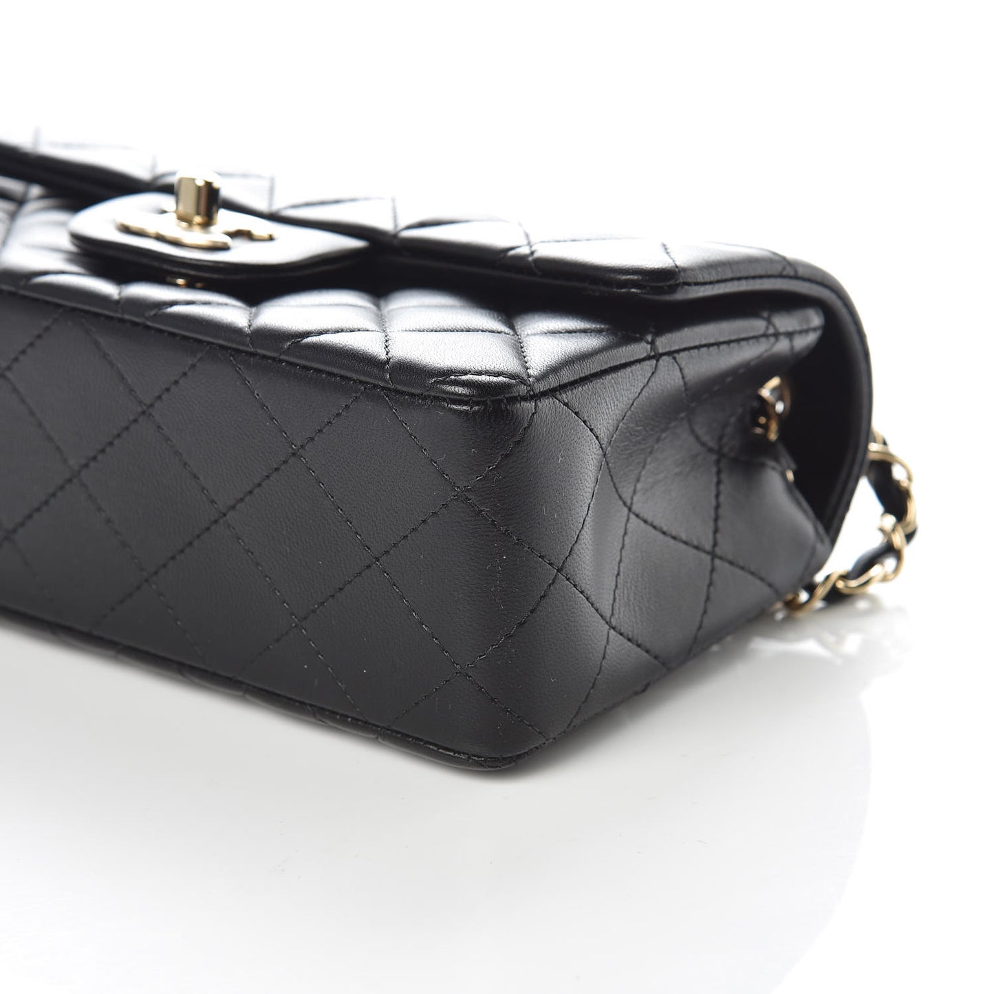 Lambskin Quilted Mini Rectangular Flap Black