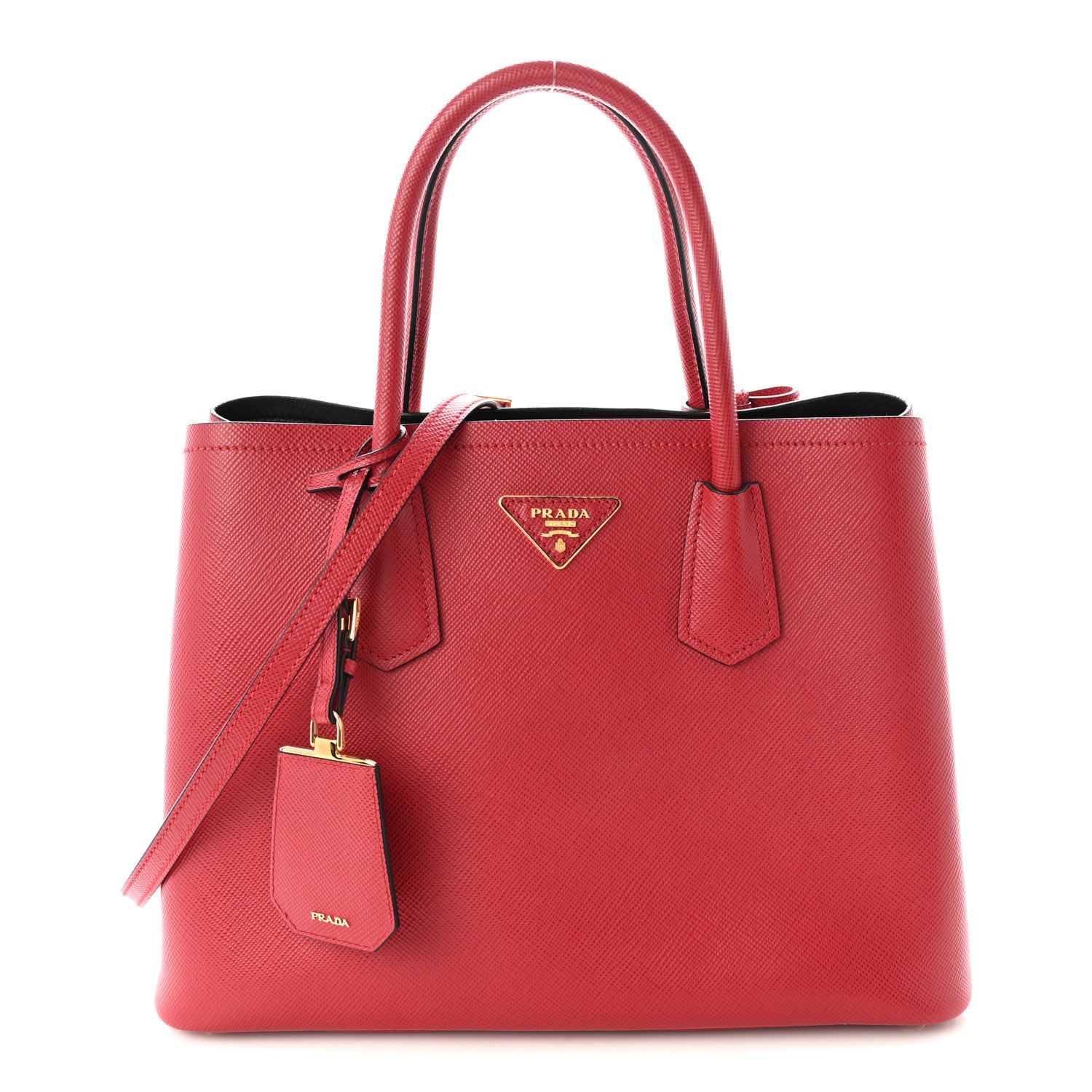 Prada Saffiano Cuir Medium Double Bag Fuoco 1 of 9