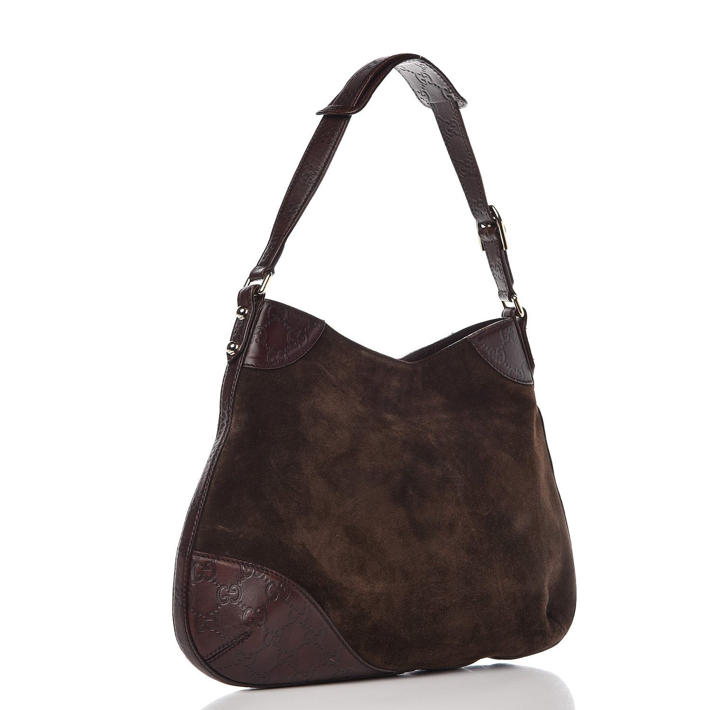 Guccissima Suede Hasler Hobo Dark Brown