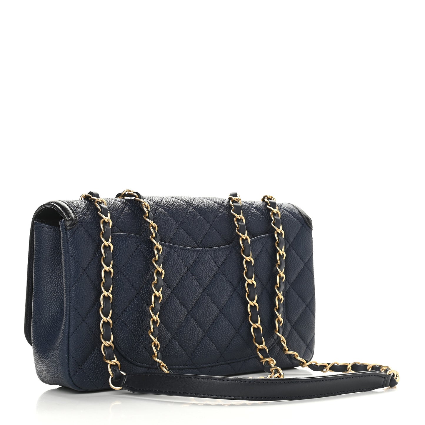 Caviar Quilted Medium CC Filigree Flap Navy Black