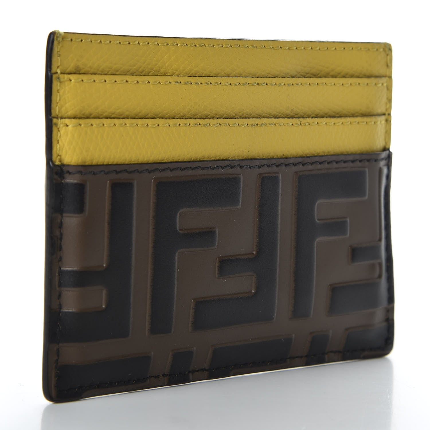 Fendi Vitello Cruise Bi-Color FF 1974 Embossed Card Holder Maya Black Sunflower 3 of 6