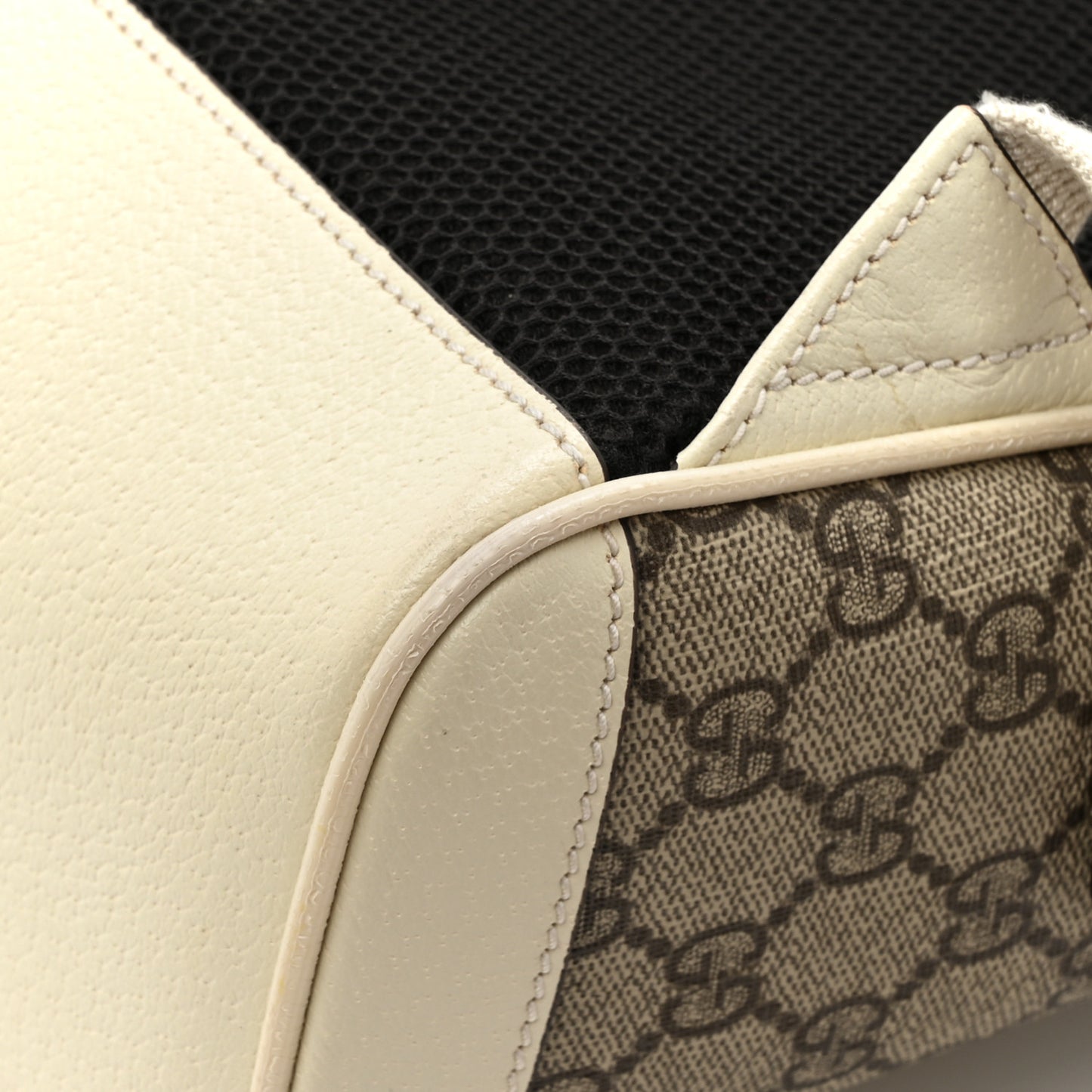 GG Supreme Monogram Textured Calfskin Web Small Ophidia Day Backpack Beige Ebony Mystic White